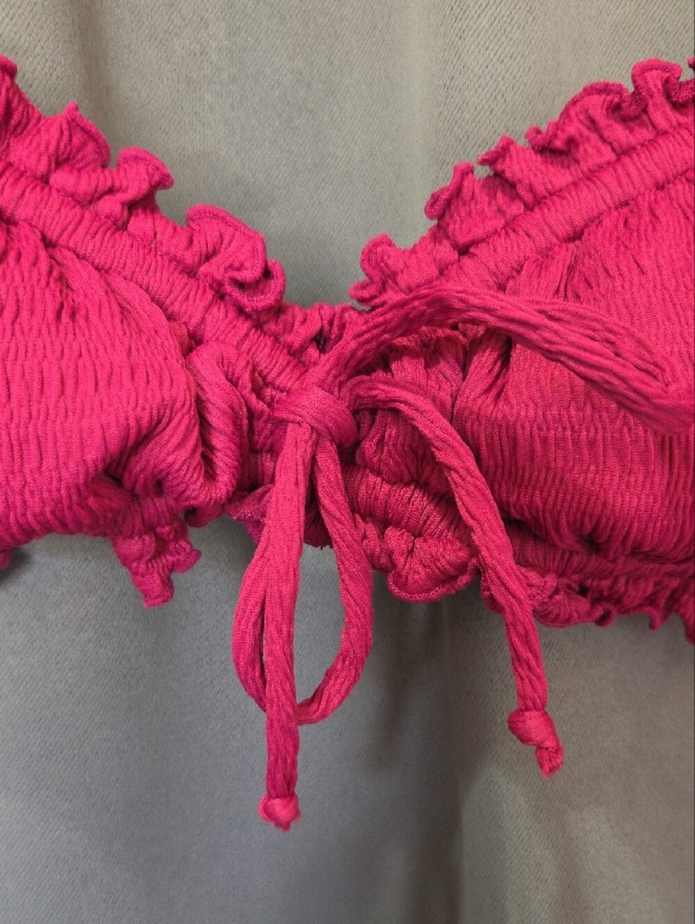 Women's Ruffled Tie-Front Swim Bralette - Raspberry Pink - Picture 2 of 8